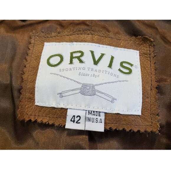 Vtg ORVIS Lone Pine Brown Leather Jacket | Made in USA | 42 - Picture 15 of 16